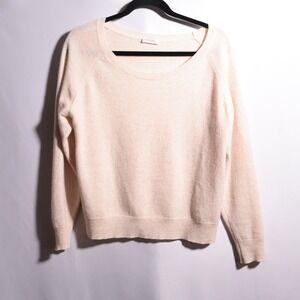 LILYSILK‎ Women's 100% Cashmere Sweater Cream Boatneck Long Sleeve Size S
